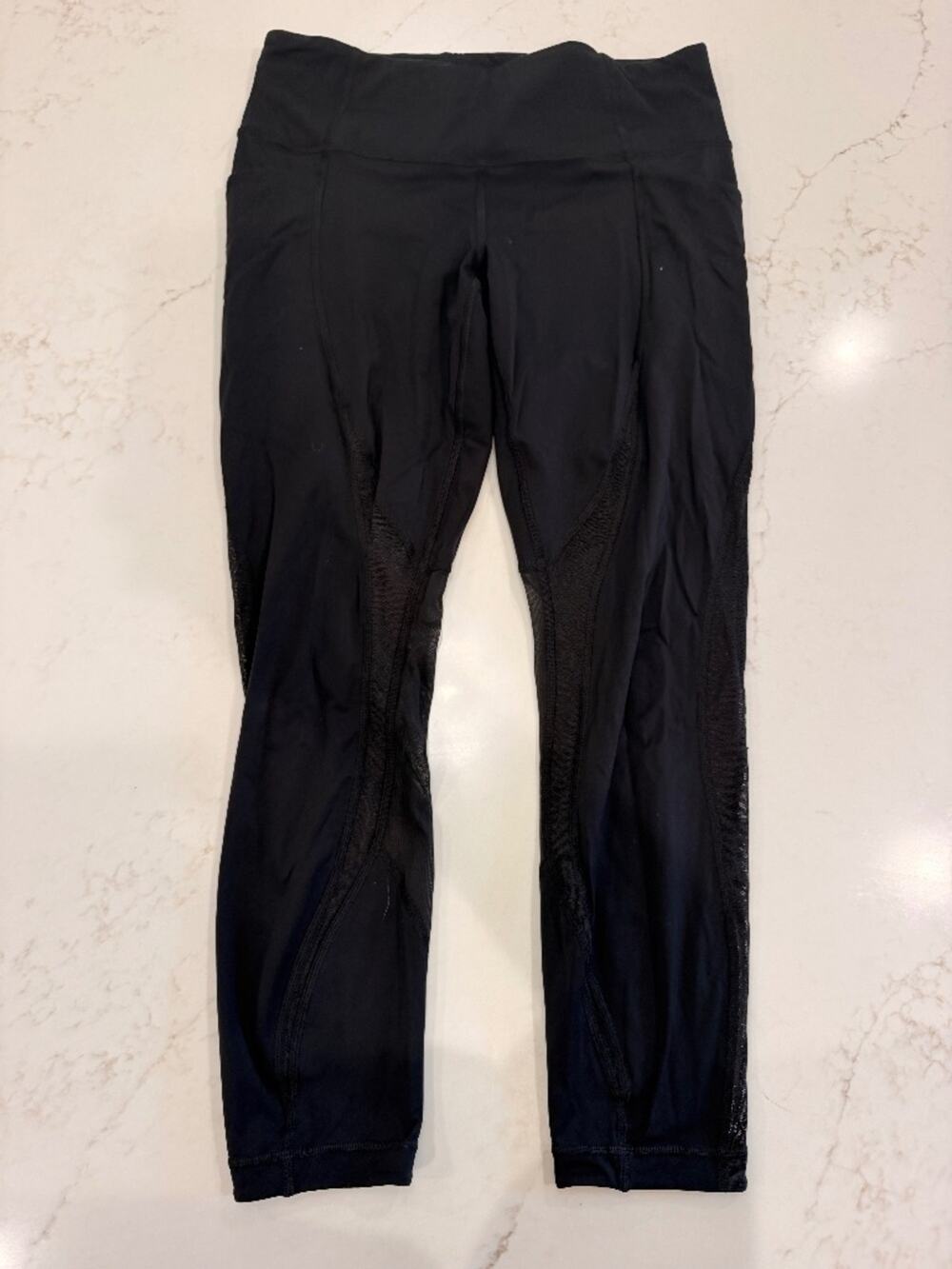 Lululemon Black Mesh Panel Leggings – Size 10 – Full Length